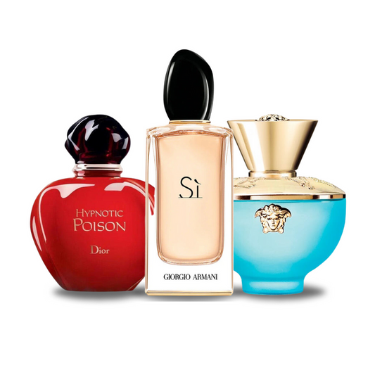 Conjunto de 3 perfumes Dior HYPNOTIC POISON, Giorgio Armani SÌ e Versace DYLAN TURQUOISE 100ml